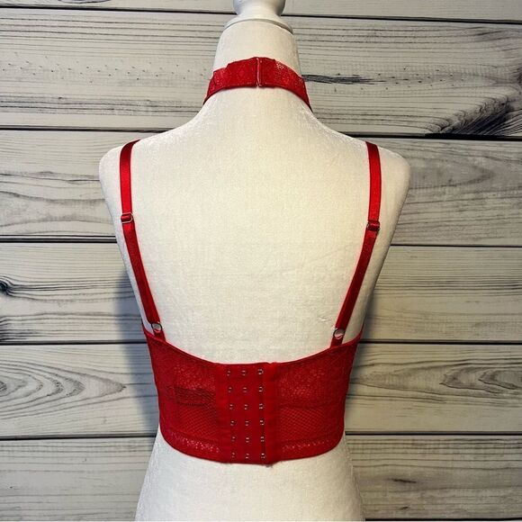 Victorias Secret Very Sexy Red Lace Strappy Choker Corset Bra - Picture 7 of 13